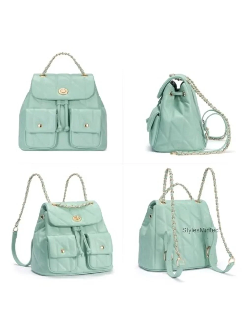 PU Leather Convertible Crossbody Backpack Purse Quilted Vegan Leather